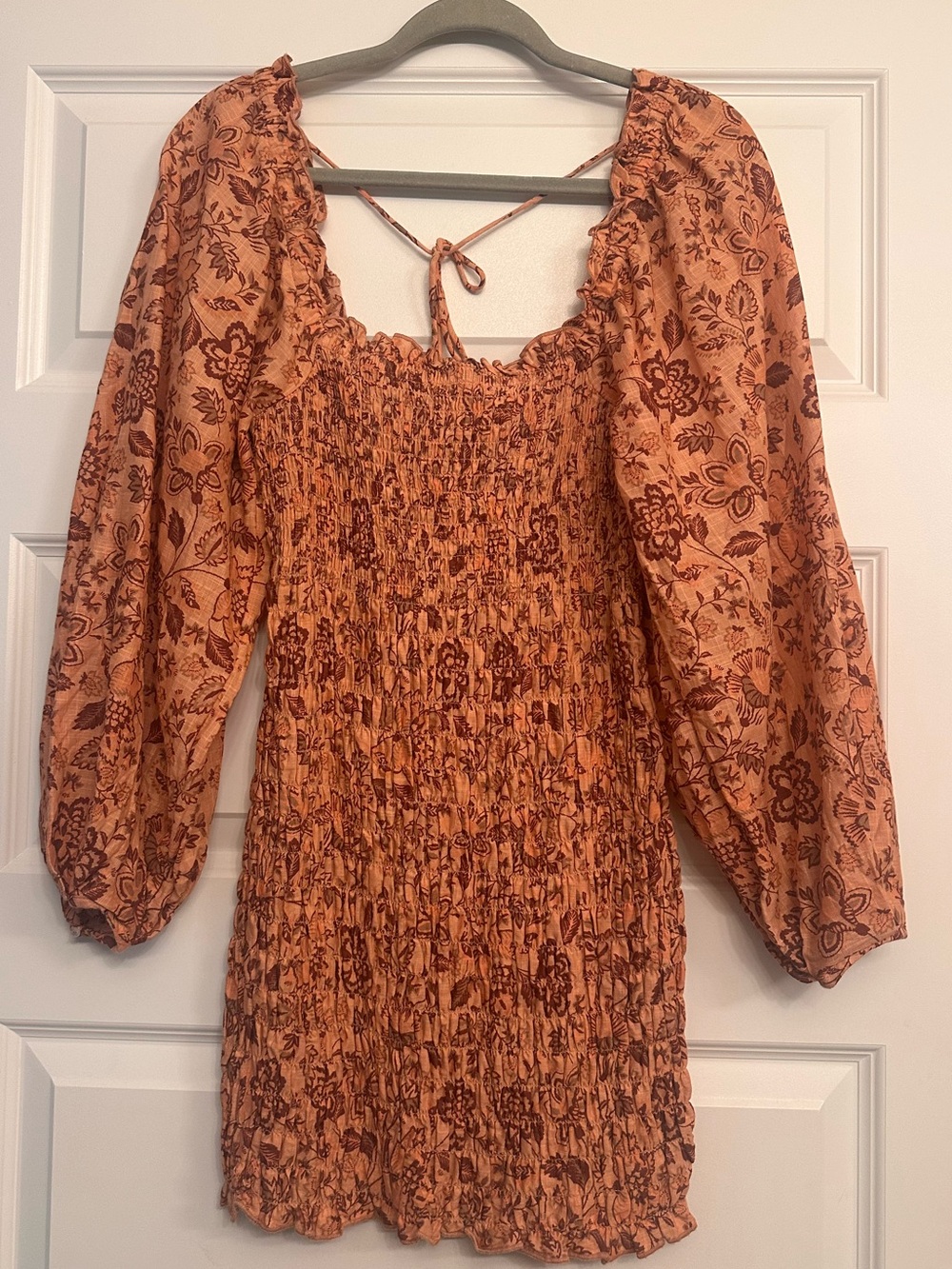 Free People Rust Floral Smocked Mini Dress